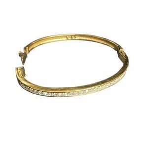 Swarovski Gold tone Cubic Zurconia stackable bangle small wrist with clasp